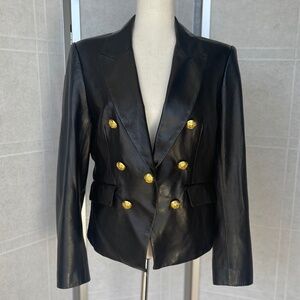 Veronica Beard Black Leather Cooke Dickey Jacket sz 12